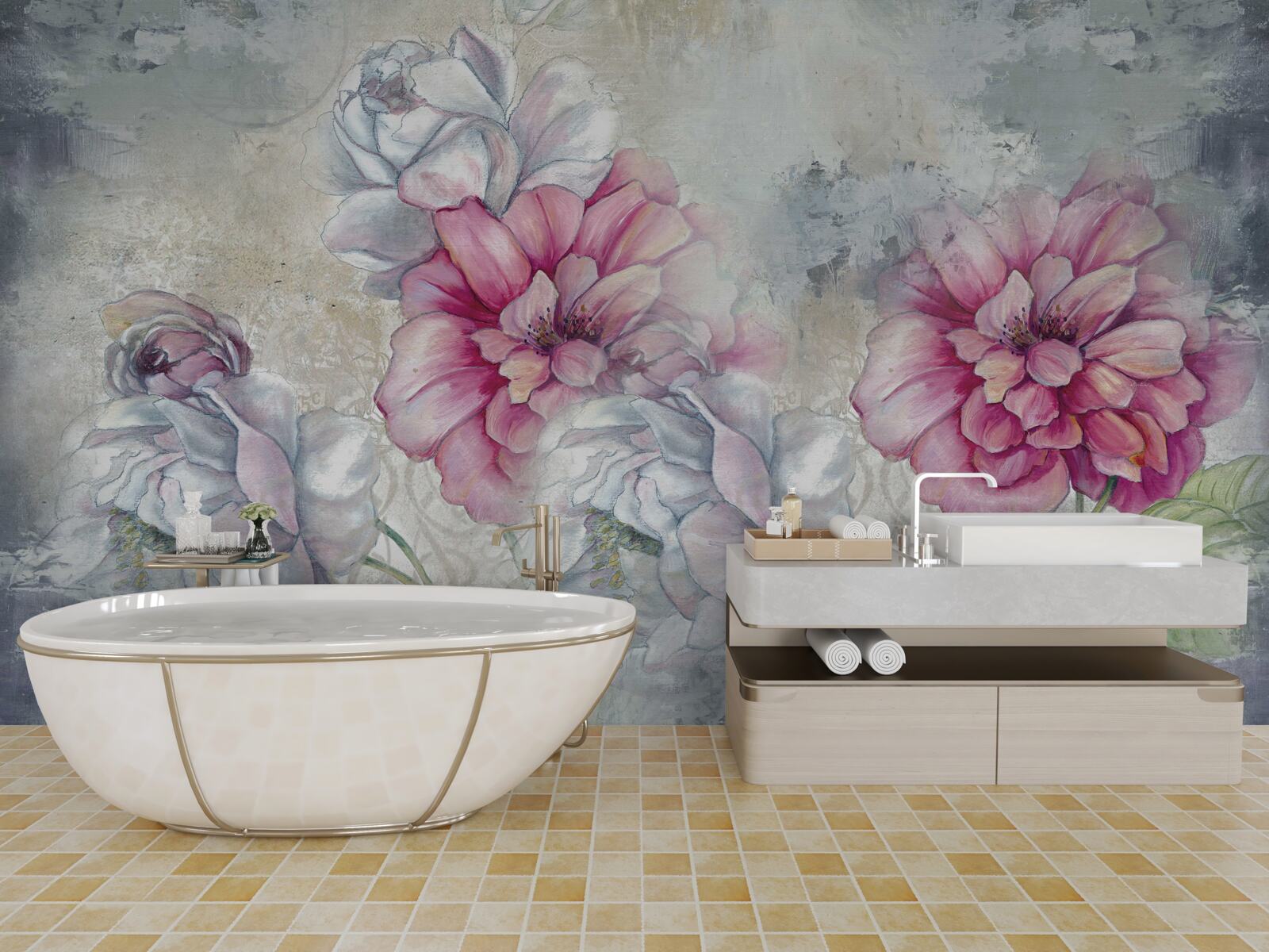 Fotobehang bloemenachtergrond in vintage-stijl