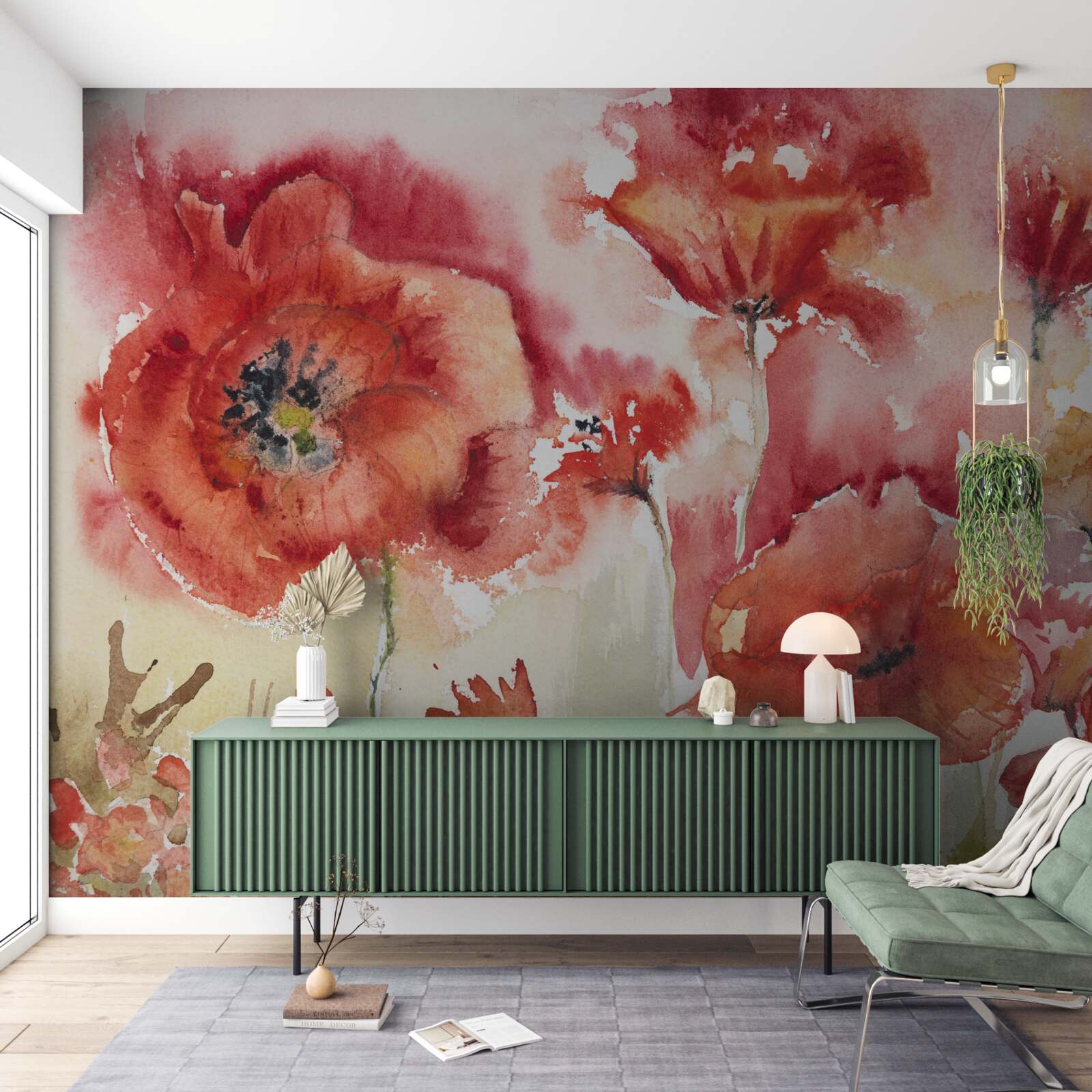 Fotobehang Grote rode klaprozen