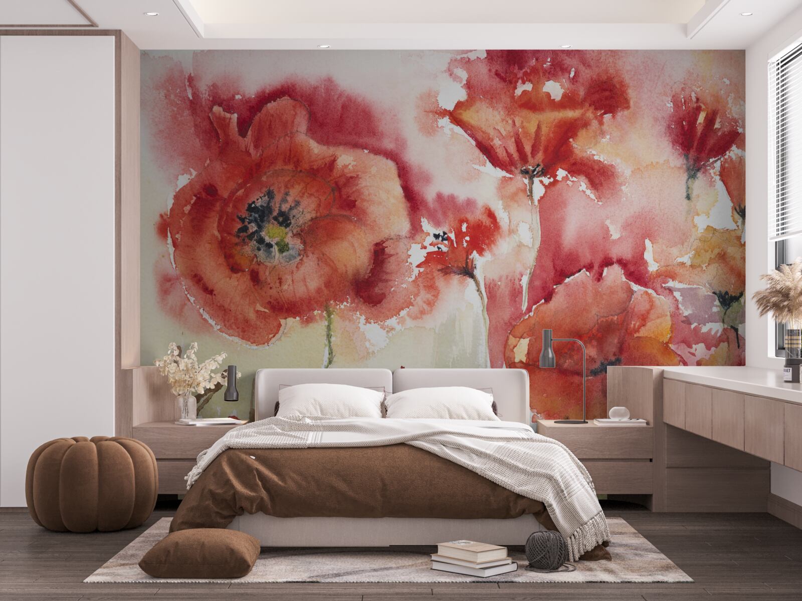 Fotobehang Grote rode klaprozen