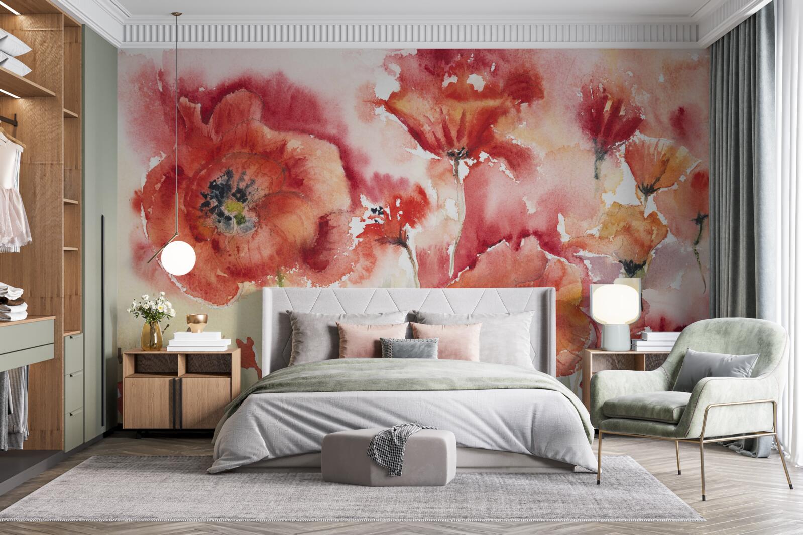 Fotobehang Grote rode klaprozen