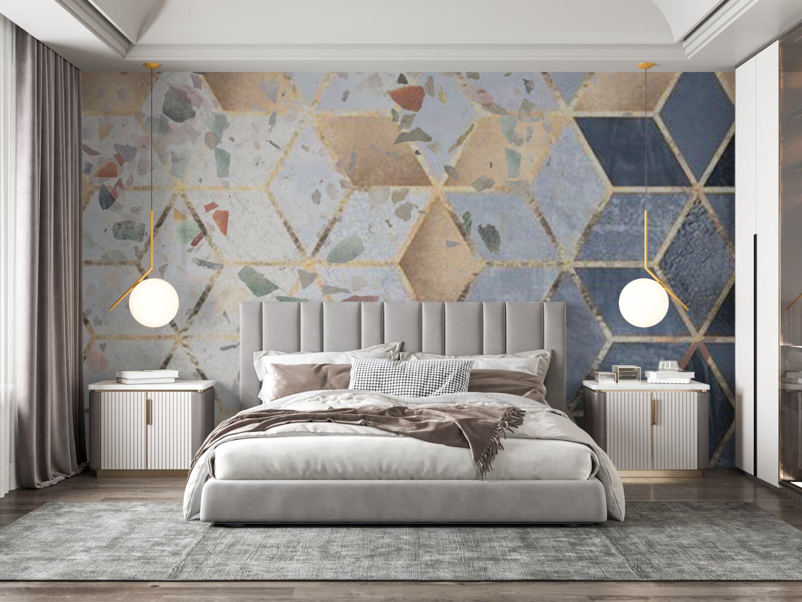 Fotobehang knoppen en vallende volumes