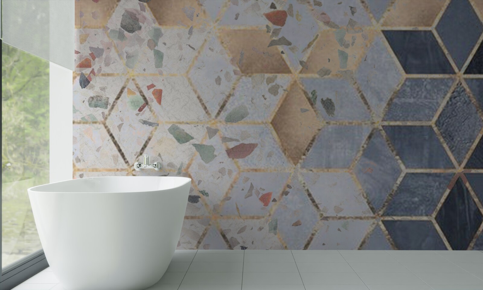 Fotobehang knoppen en vallende volumes