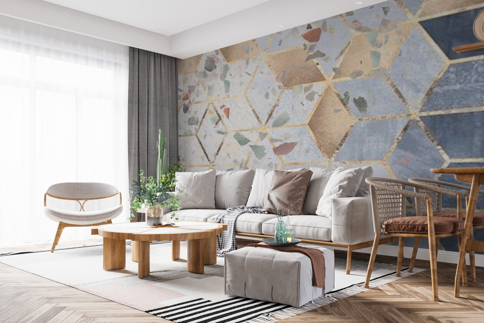 Fotobehang knoppen en vallende volumes