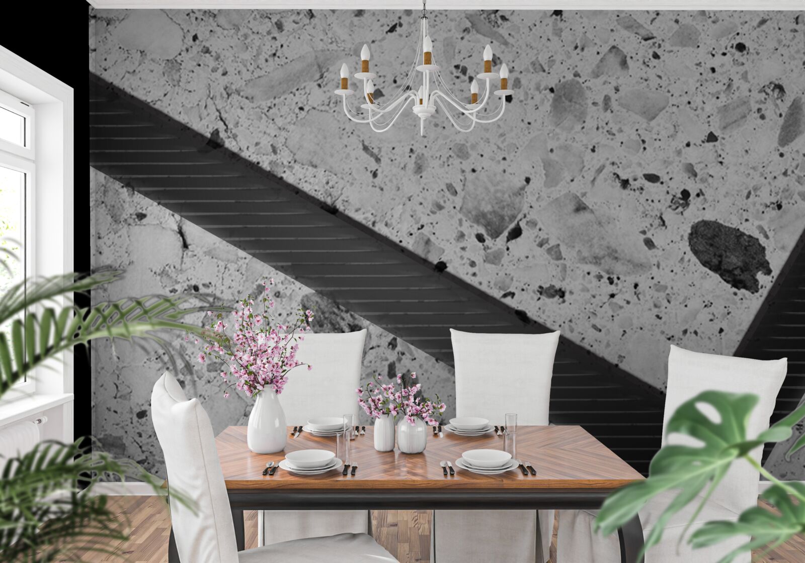 Fotobehang marmeren textuur met zwarte vlekken