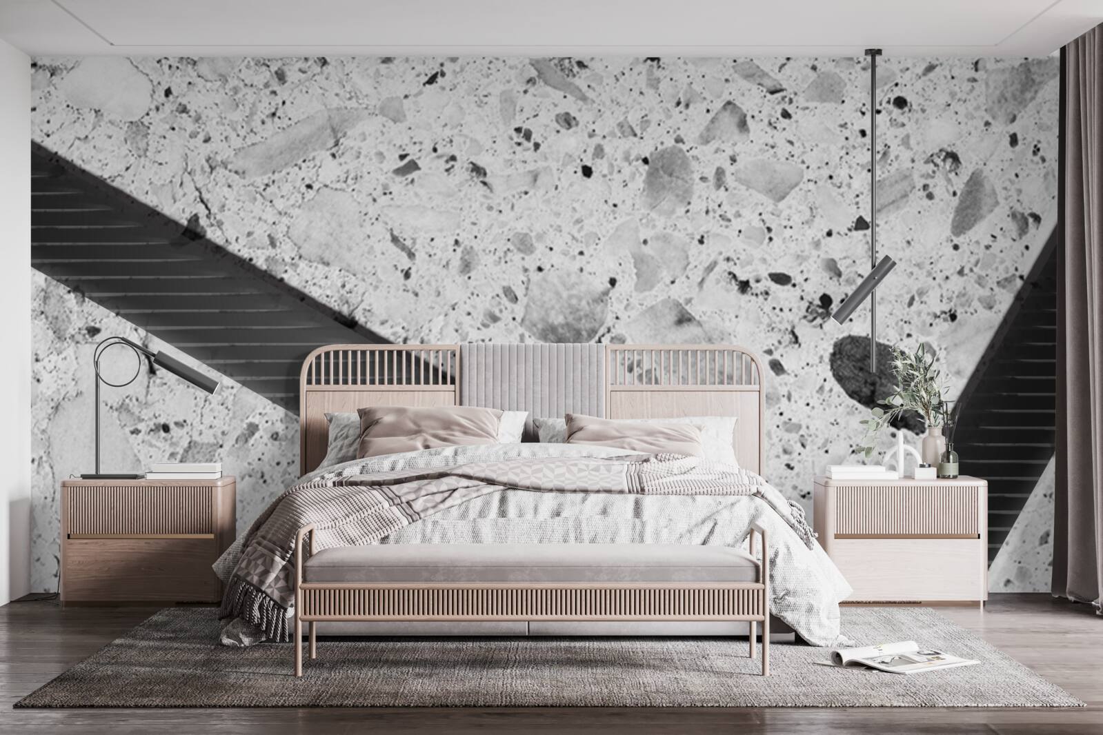 Fotobehang marmeren textuur met zwarte vlekken