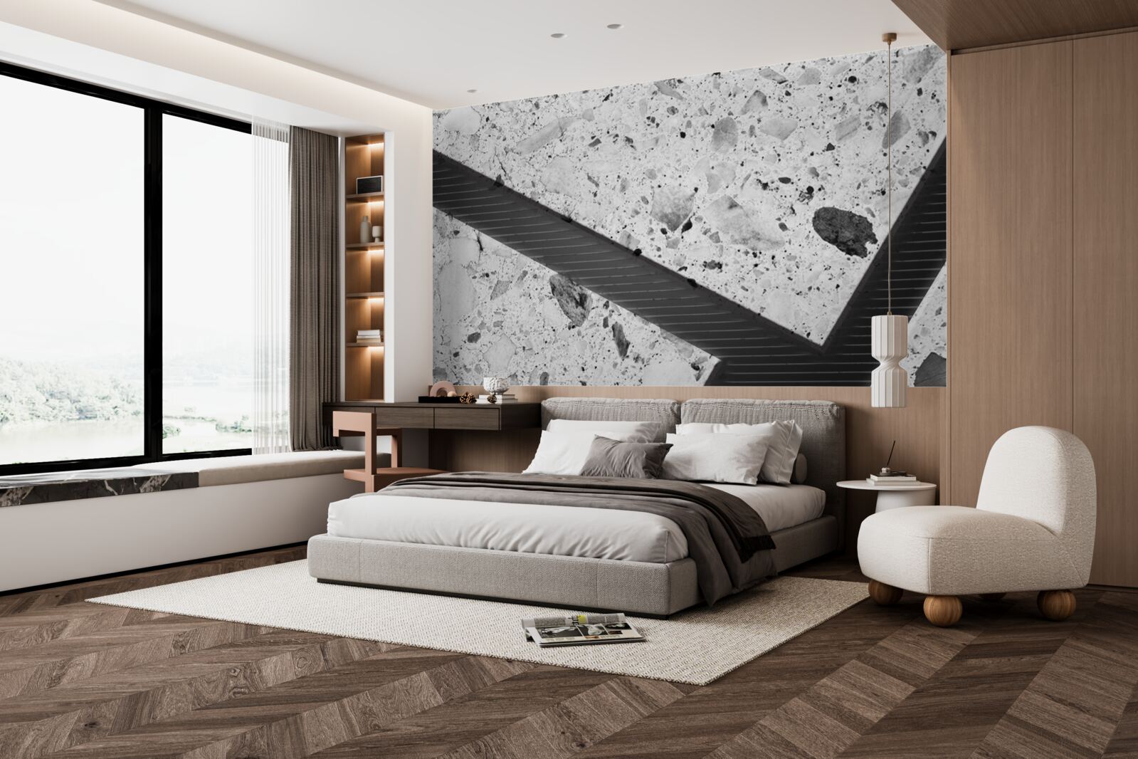 Fotobehang marmeren textuur met zwarte vlekken