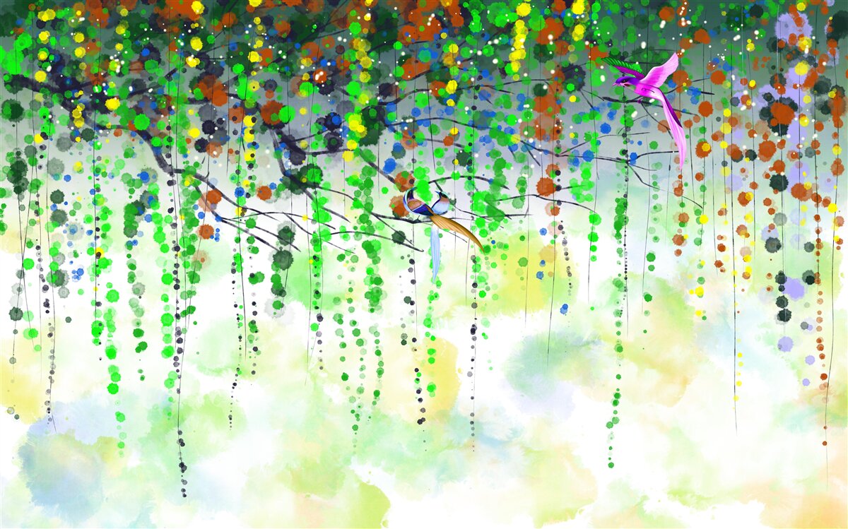 Fotobehang rijke bloemen hangen