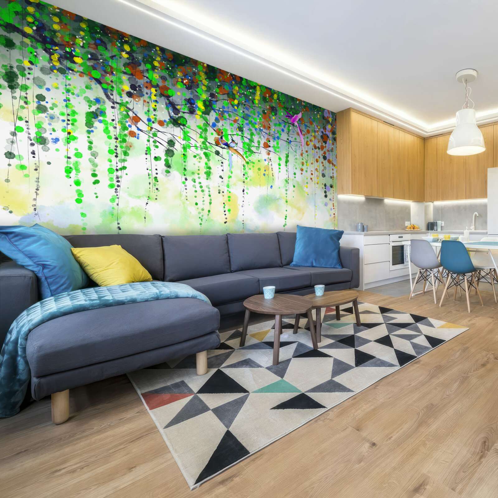 Fotobehang rijke bloemen hangen