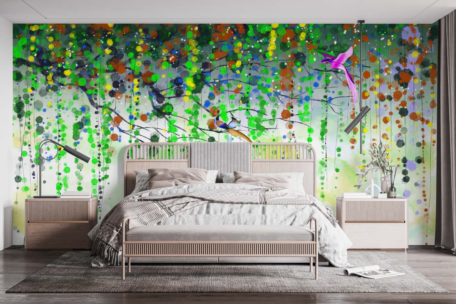 Fotobehang rijke bloemen hangen