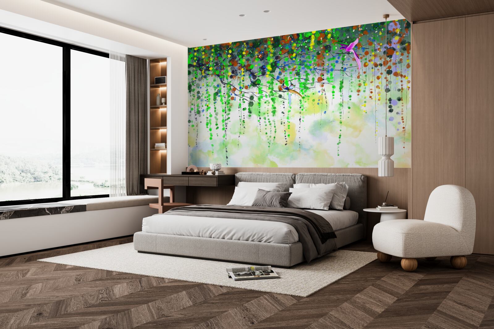 Fotobehang rijke bloemen hangen