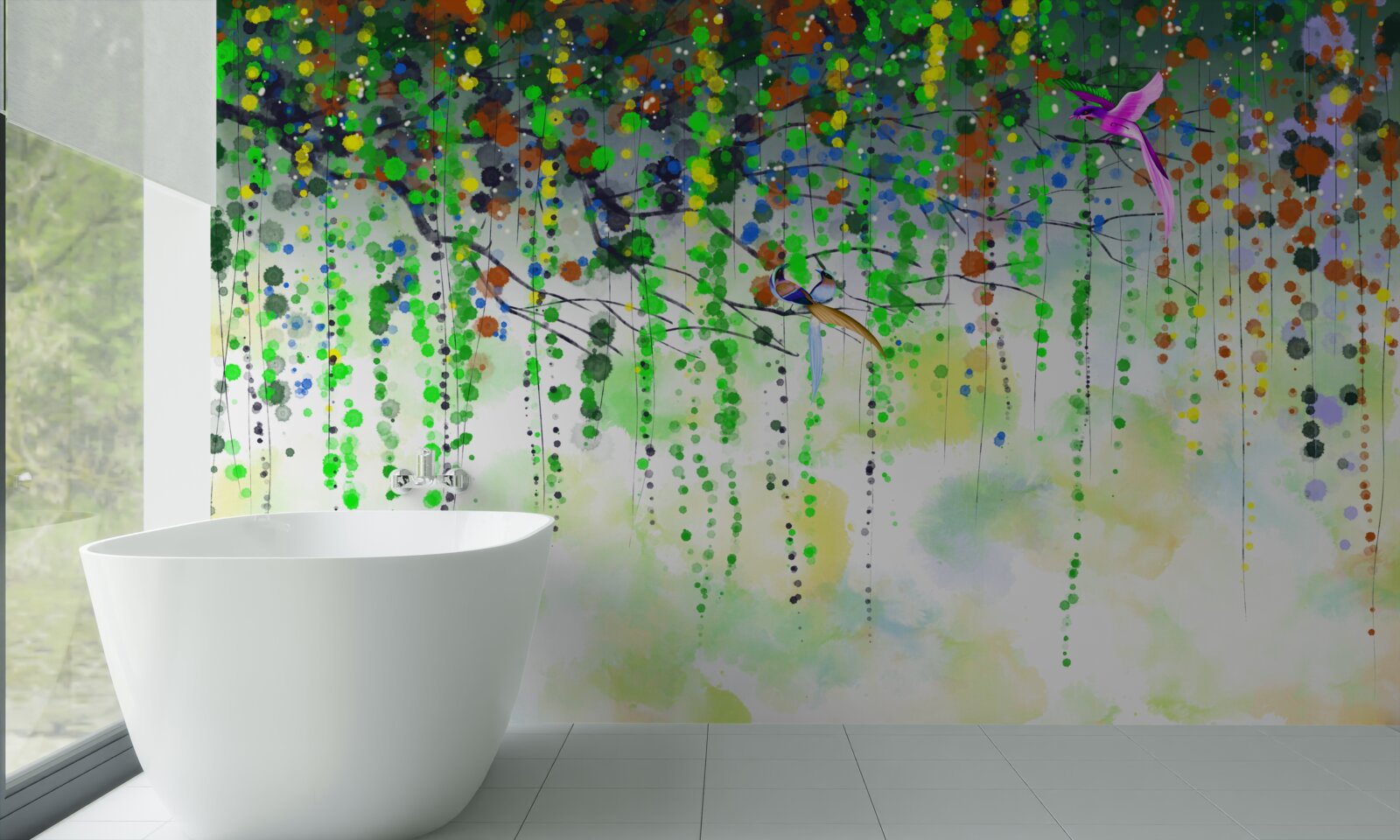 Fotobehang rijke bloemen hangen