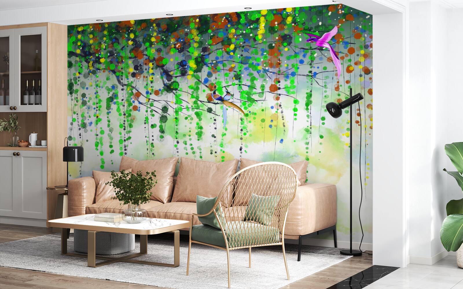 Fotobehang rijke bloemen hangen