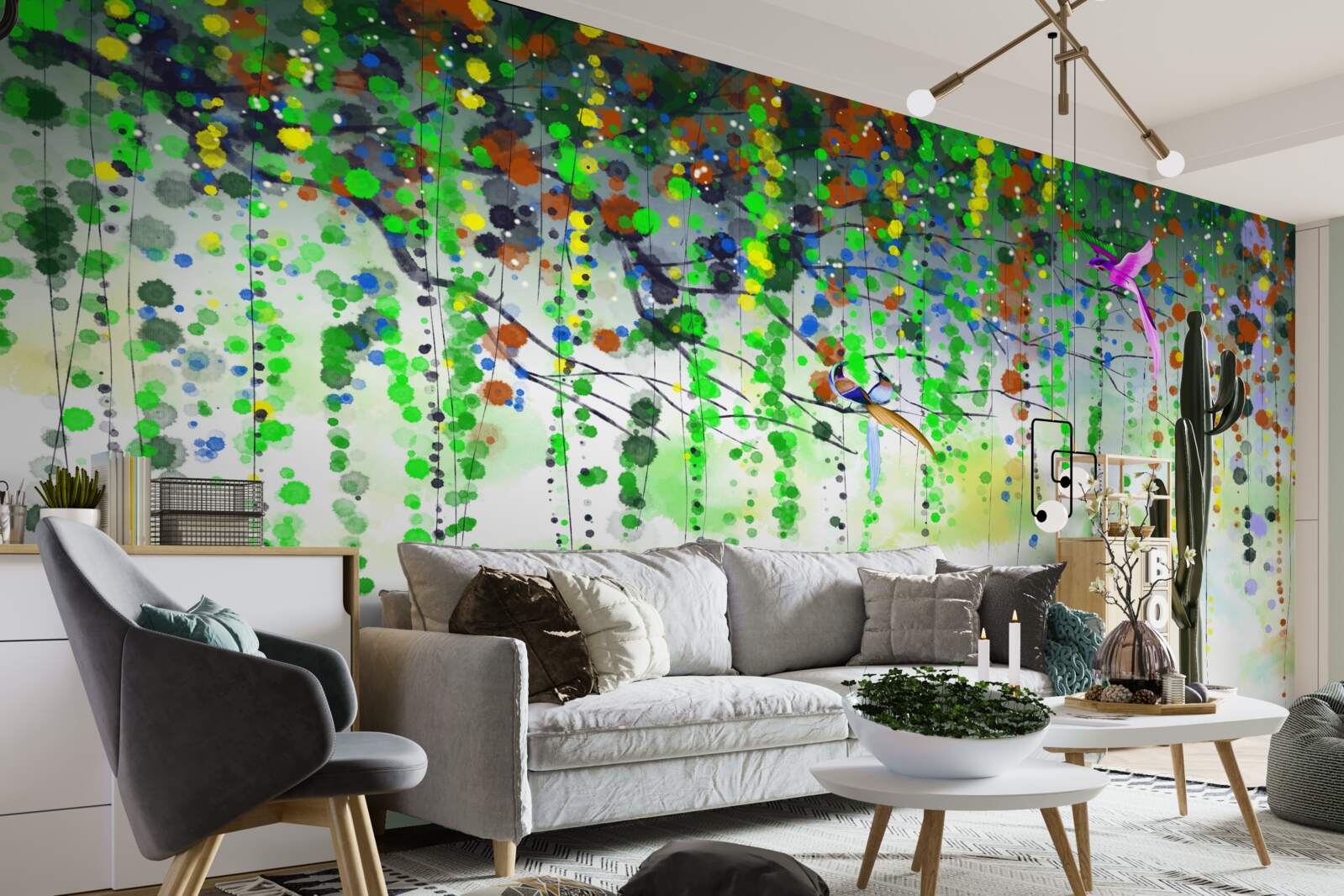 Fotobehang rijke bloemen hangen