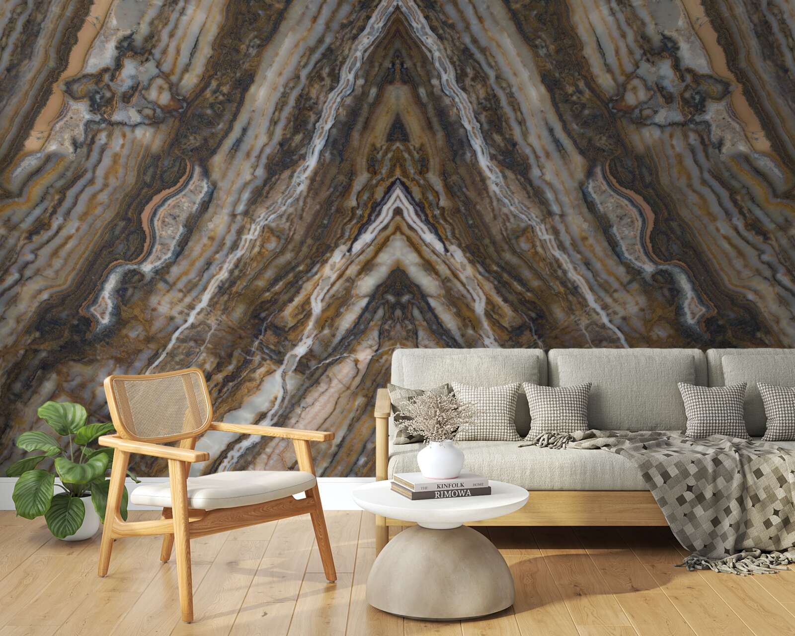 Fotobehang oude boom op marmeren achtergrond