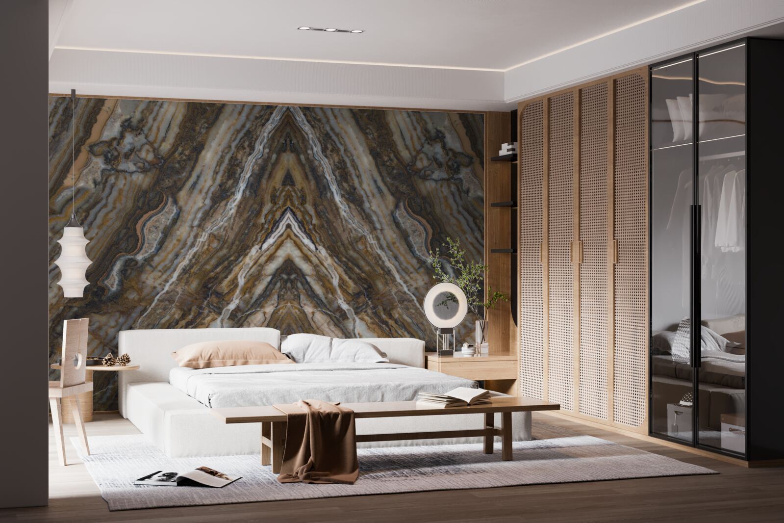 Fotobehang oude boom op marmeren achtergrond