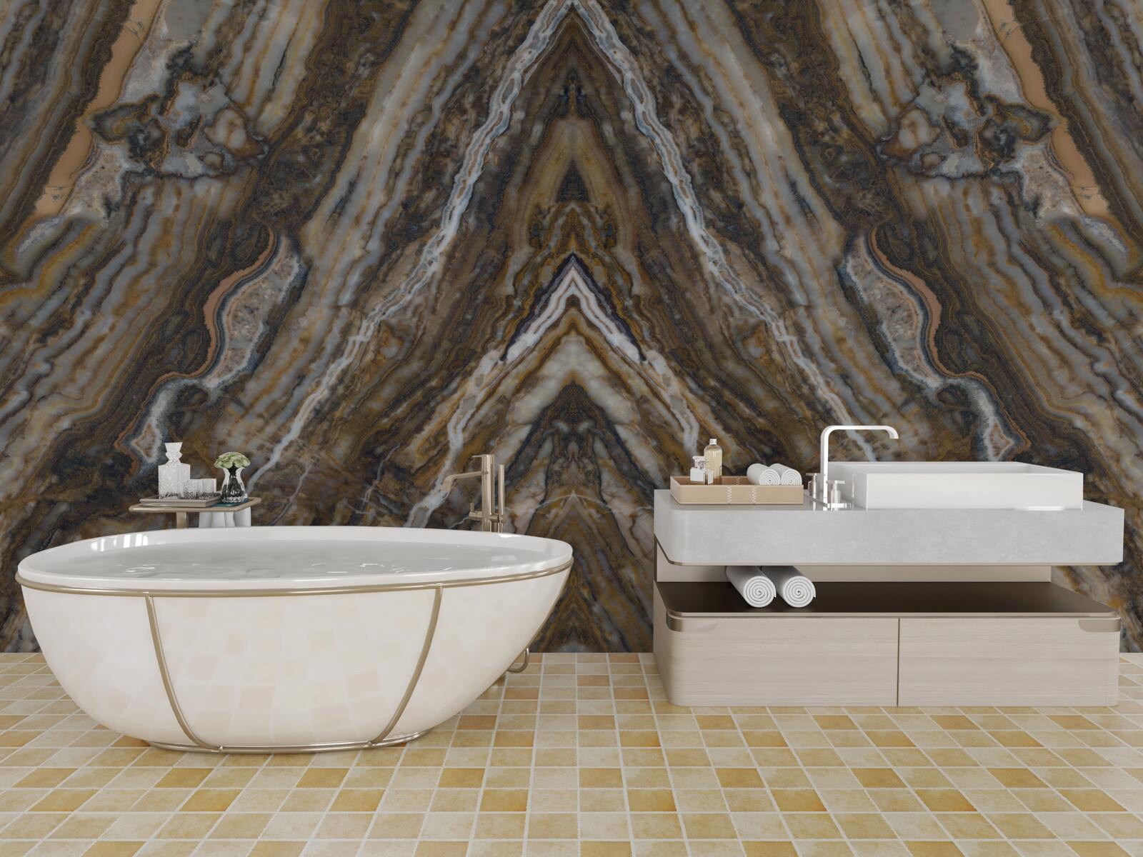 Fotobehang oude boom op marmeren achtergrond