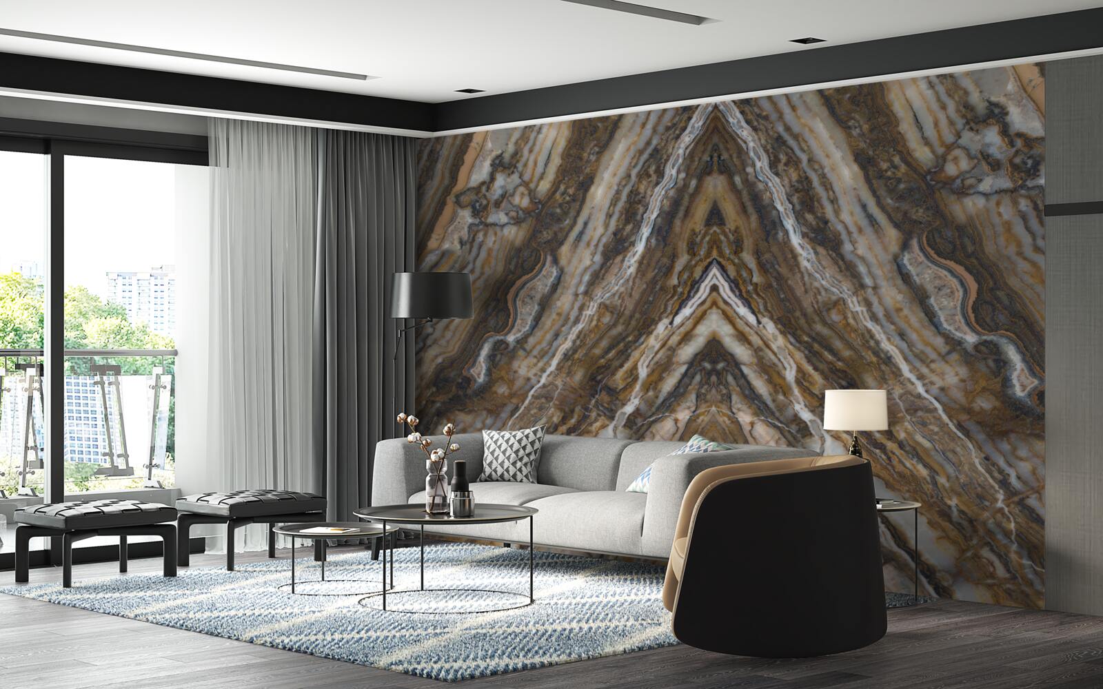 Fotobehang oude boom op marmeren achtergrond