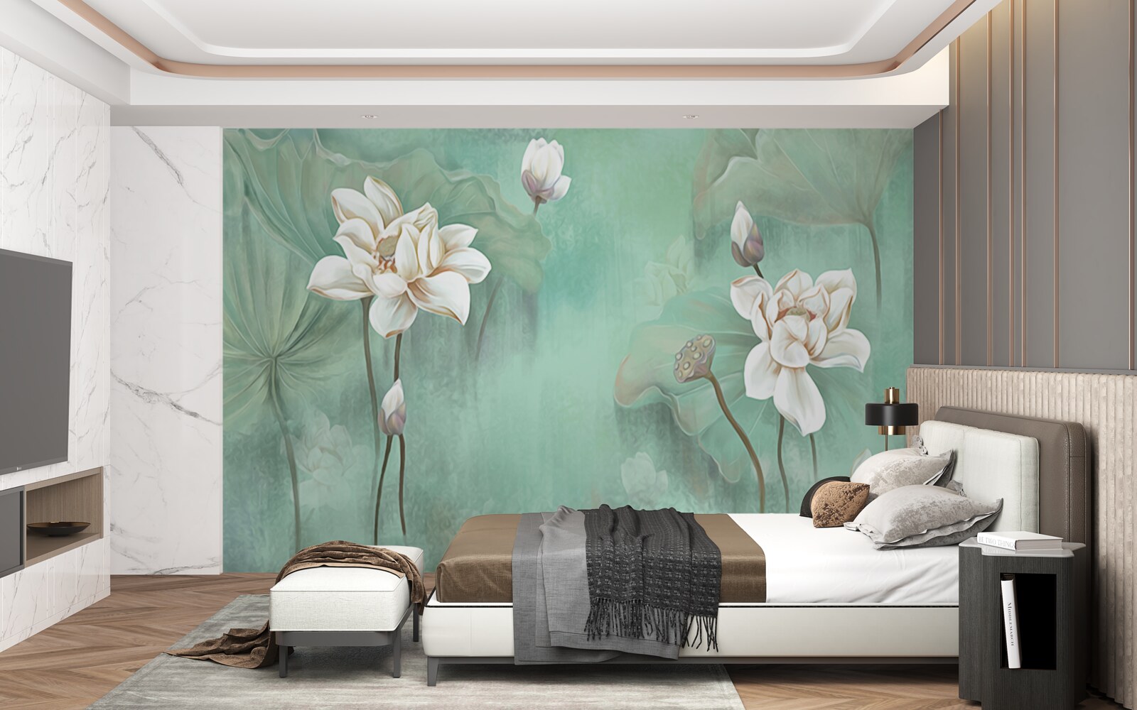 Fotobehang Chinese lotussen zijn wit