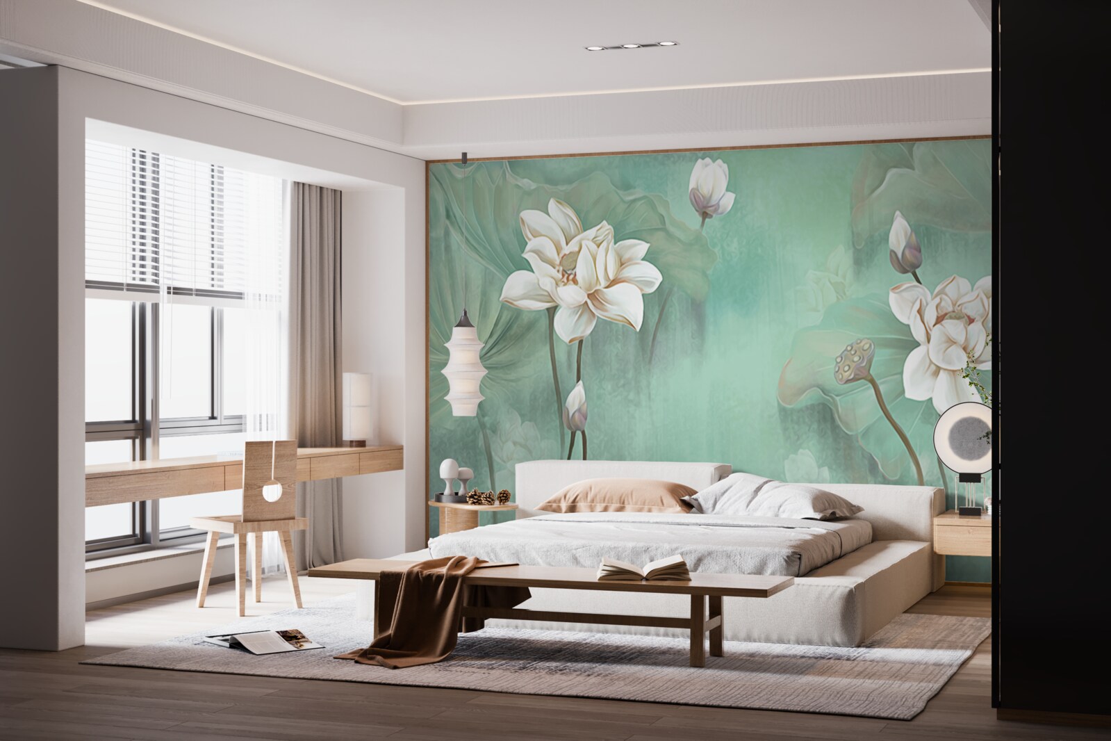 Fotobehang Chinese lotussen zijn wit