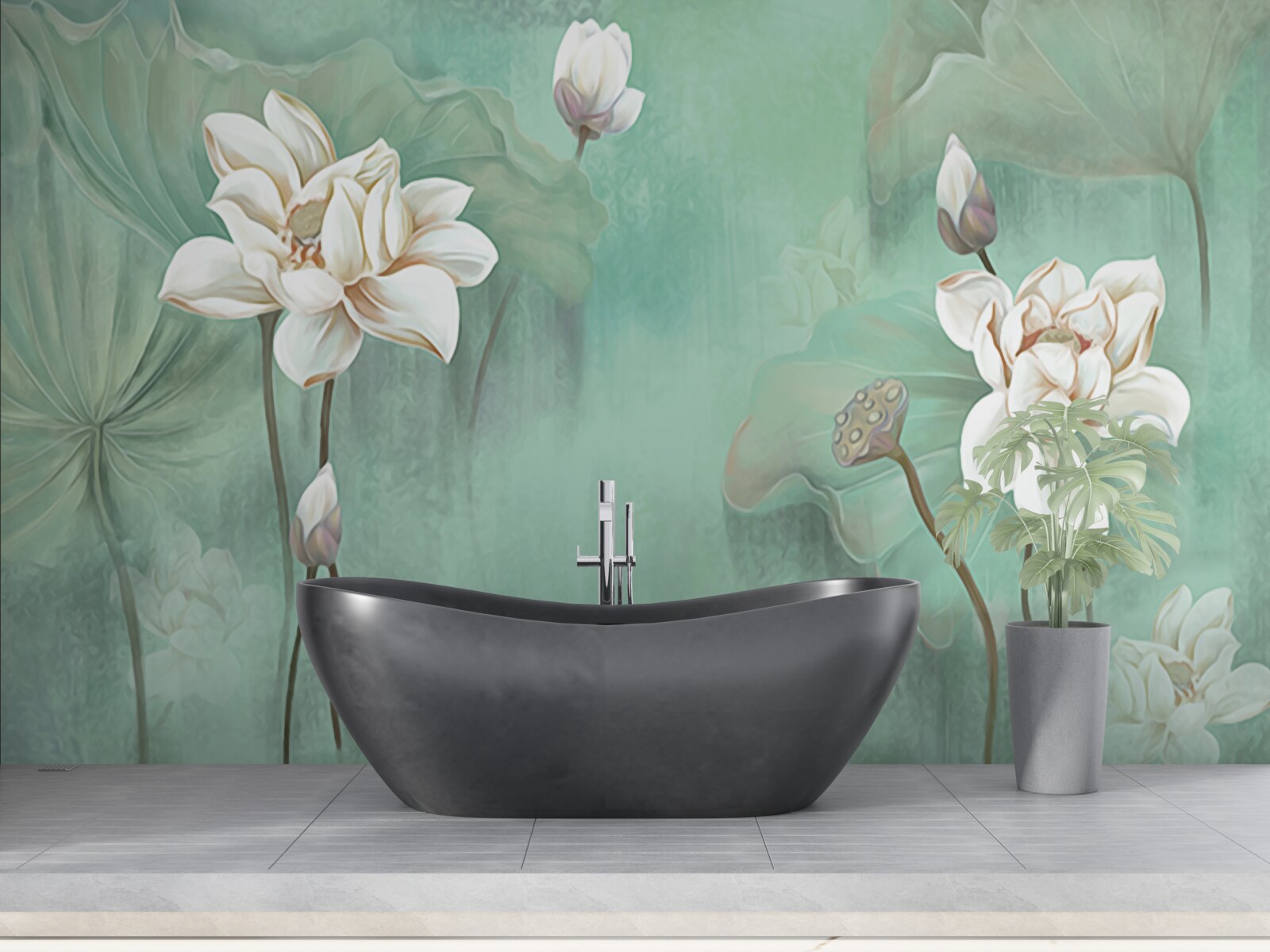 Fotobehang Chinese lotussen zijn wit