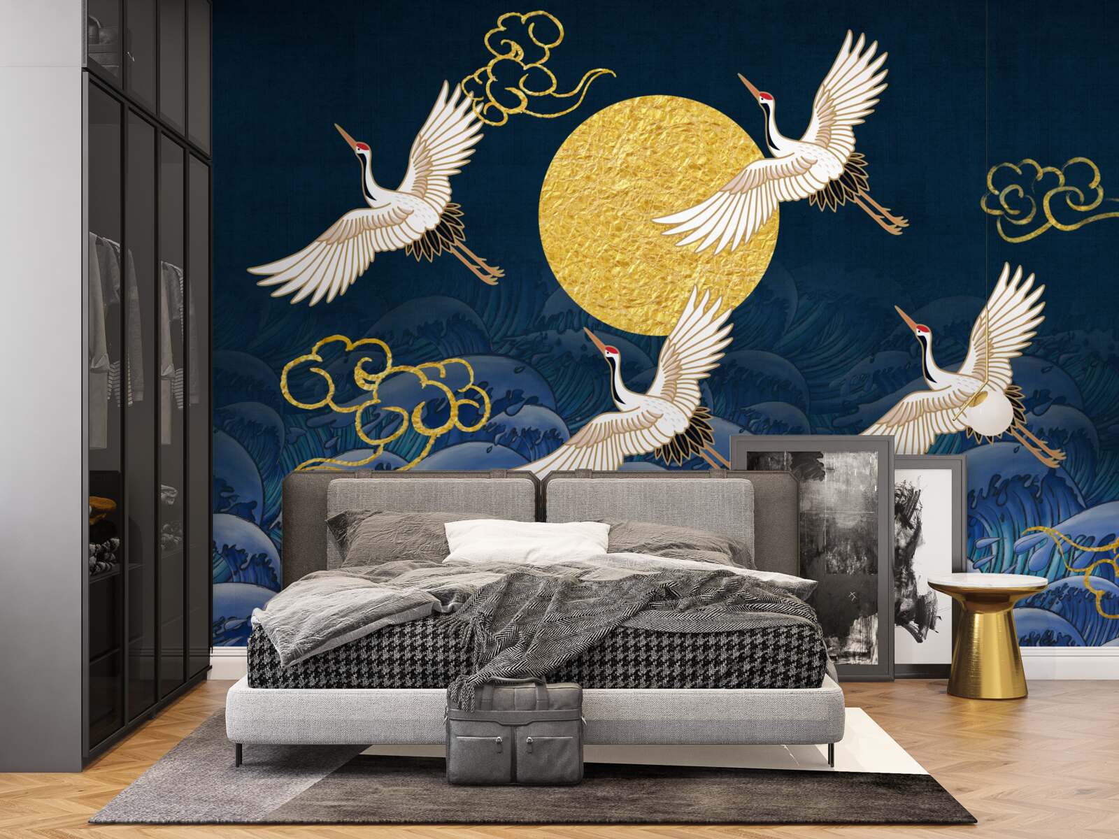 Fotobehang groep kraanvogels op weg naar hun huis