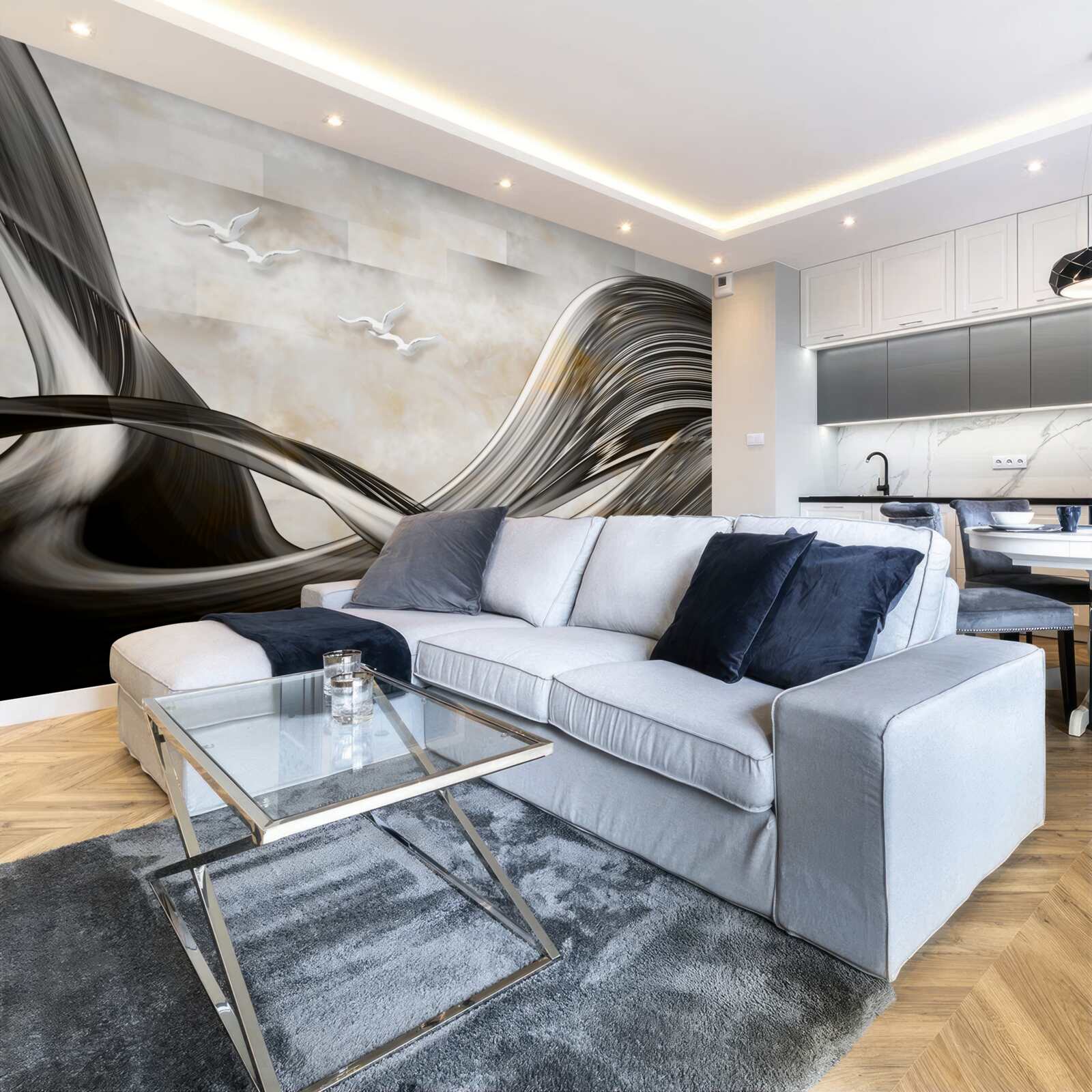 Fotobehang de lijnen zijn vloeiend en abstract