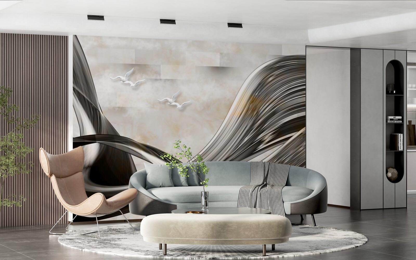 Fotobehang de lijnen zijn vloeiend en abstract