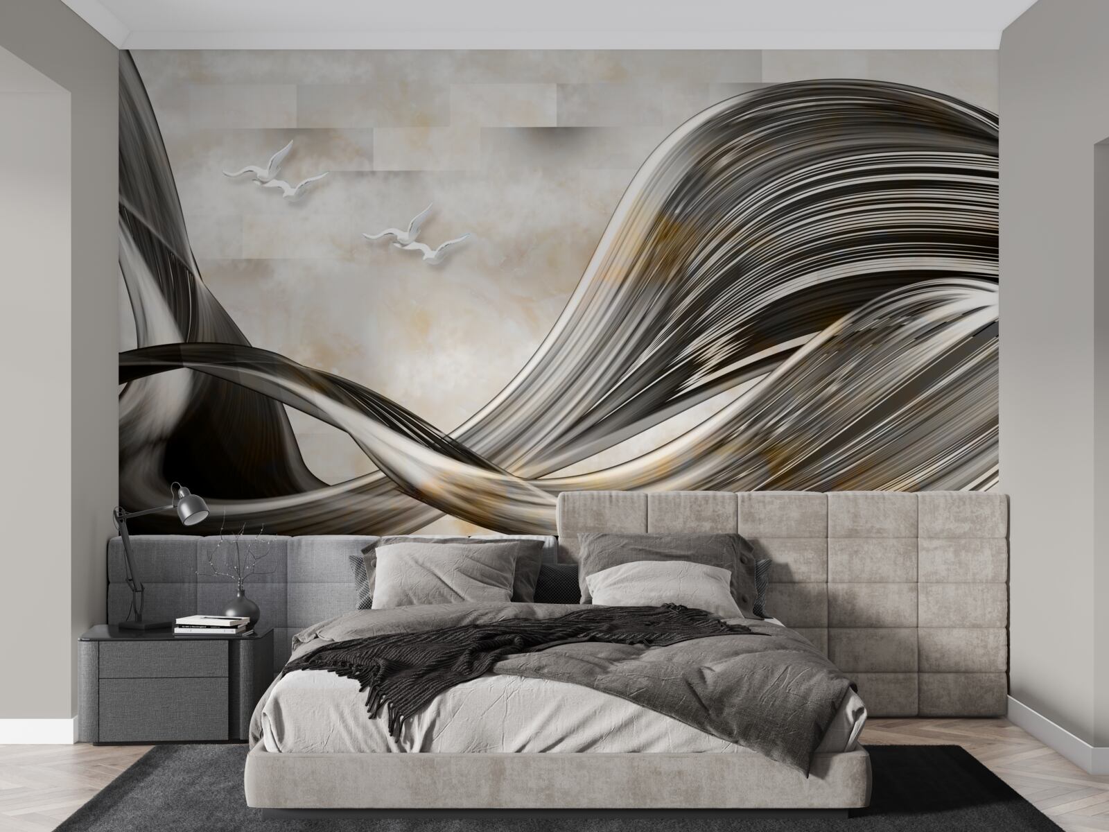 Fotobehang de lijnen zijn vloeiend en abstract