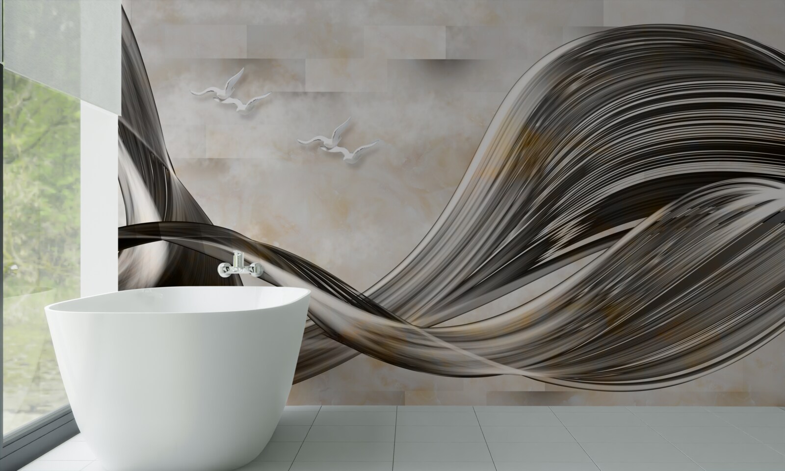 Fotobehang de lijnen zijn vloeiend en abstract