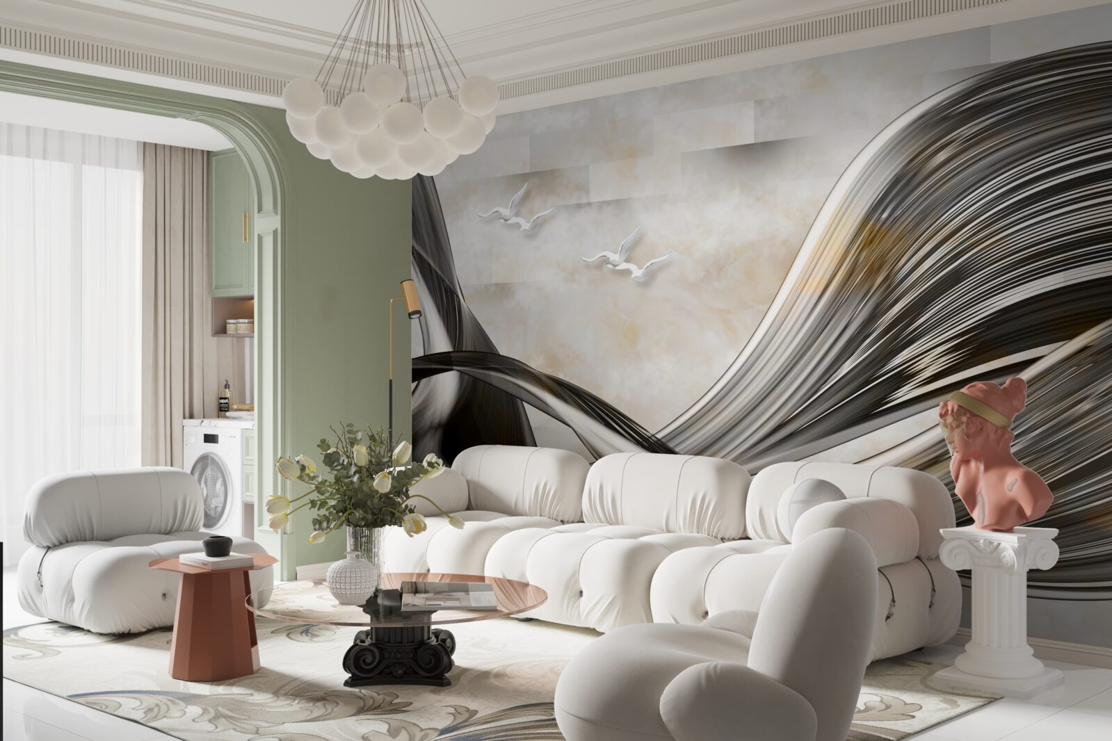 Fotobehang de lijnen zijn vloeiend en abstract