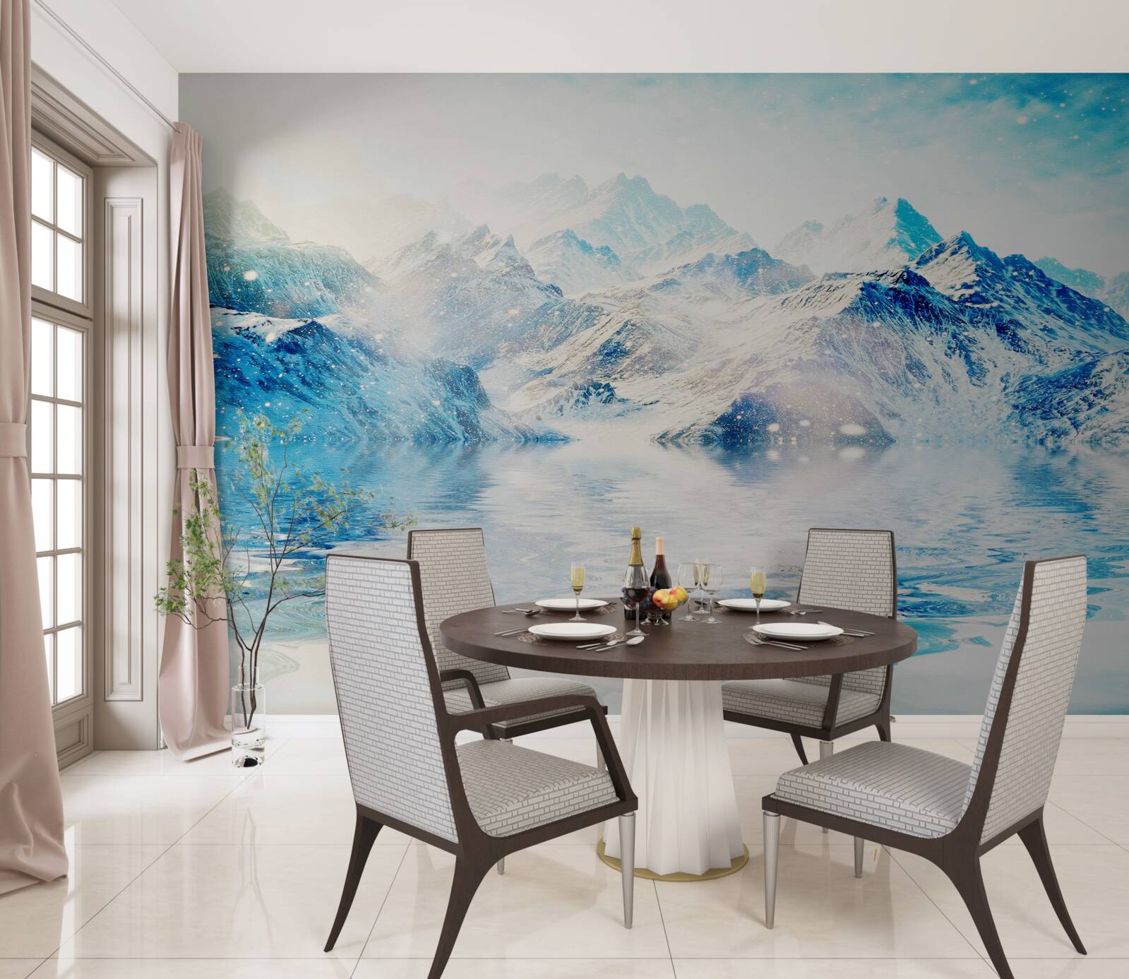 Fotobehang een ochtend gehuld in kou, op een bevroren meer