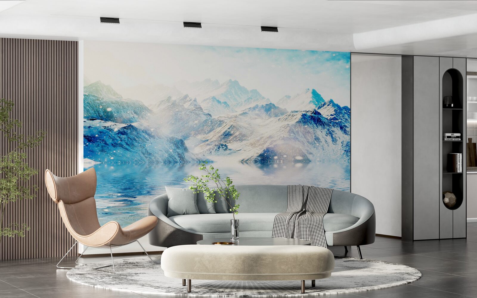 Fotobehang een ochtend gehuld in kou, op een bevroren meer