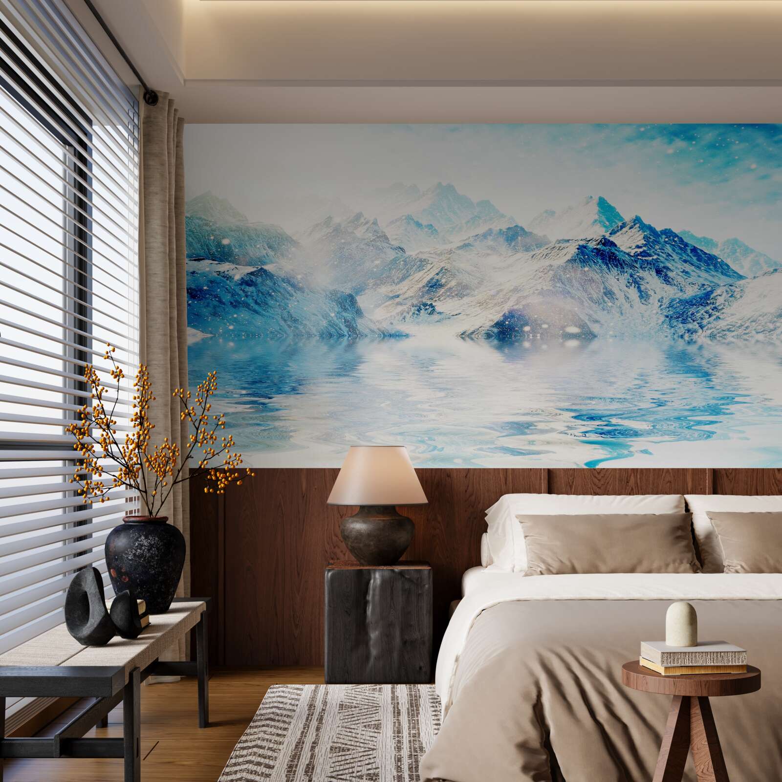 Fotobehang een ochtend gehuld in kou, op een bevroren meer