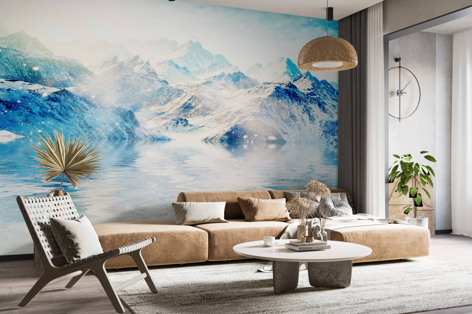 Fotobehang een ochtend gehuld in kou, op een bevroren meer