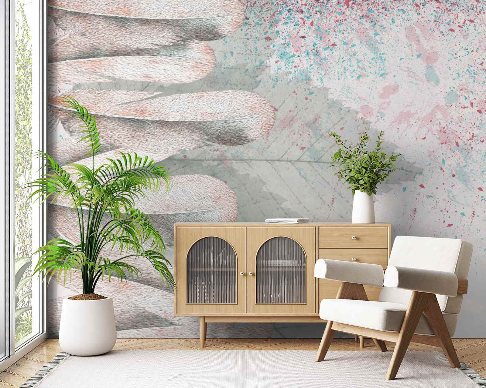 Fotobehang lariksveren en bladeren