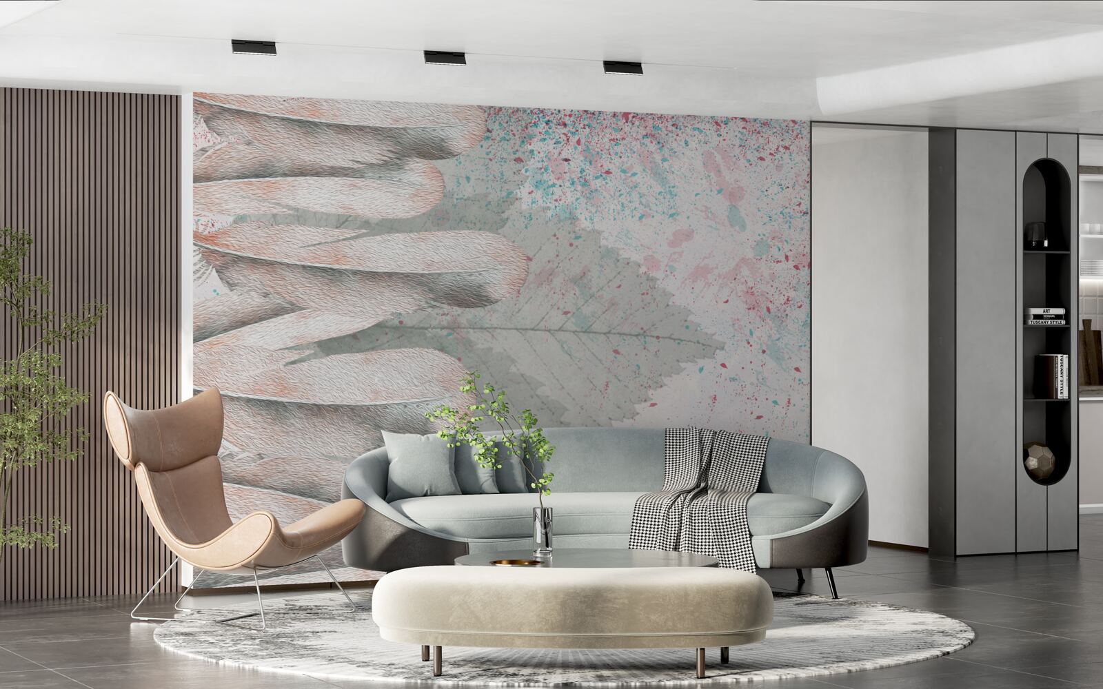 Fotobehang lariksveren en bladeren