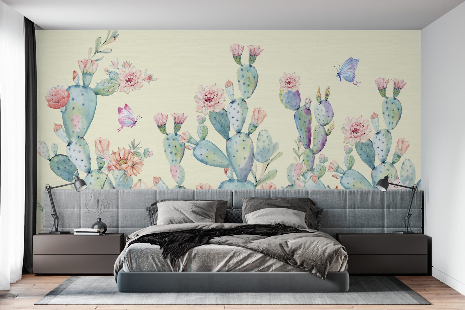 Fotobehang delicate aquarel cactussen