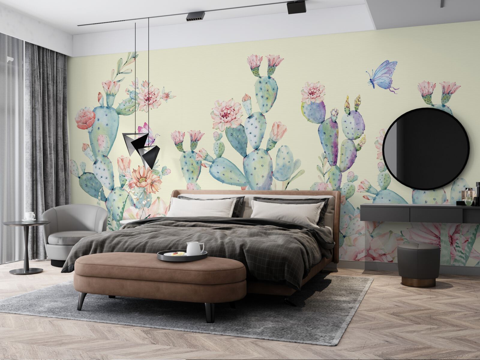 Fotobehang delicate aquarel cactussen