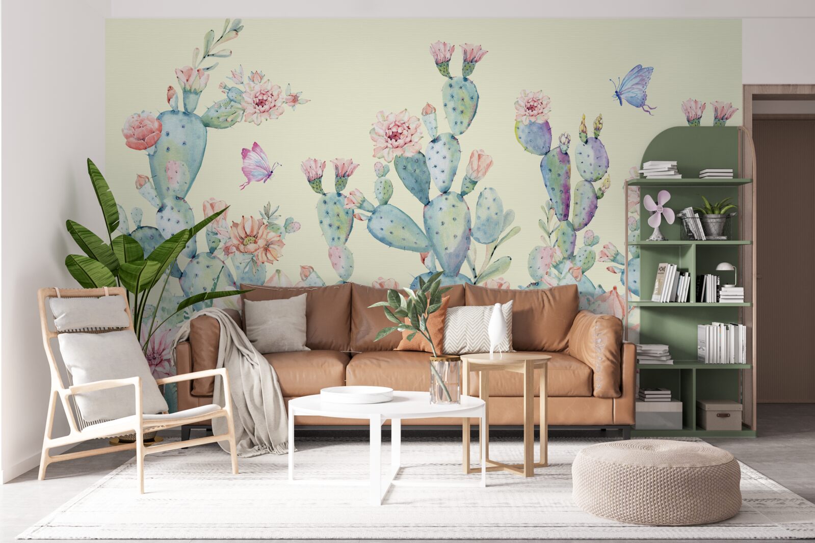 Fotobehang delicate aquarel cactussen