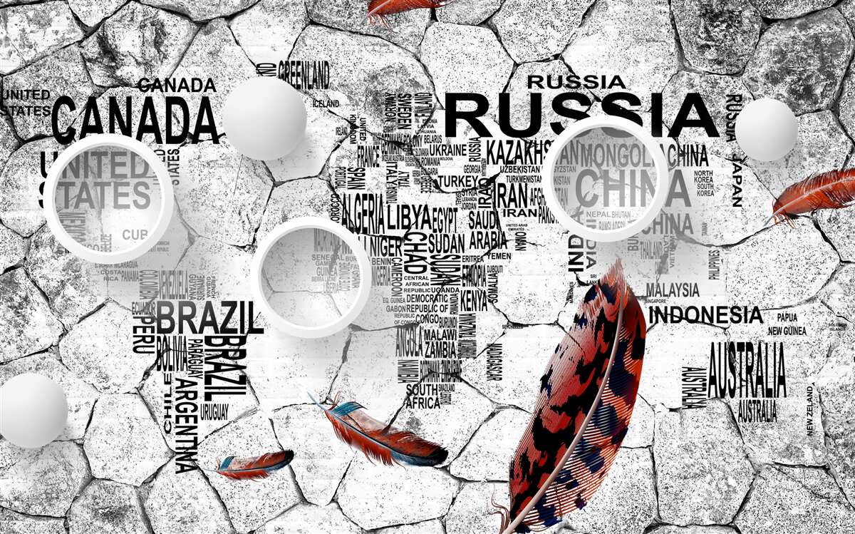 Fotobehang pennen en landnamen