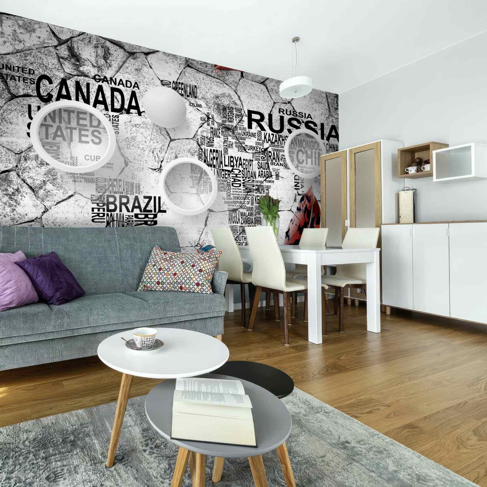 Fotobehang pennen en landnamen