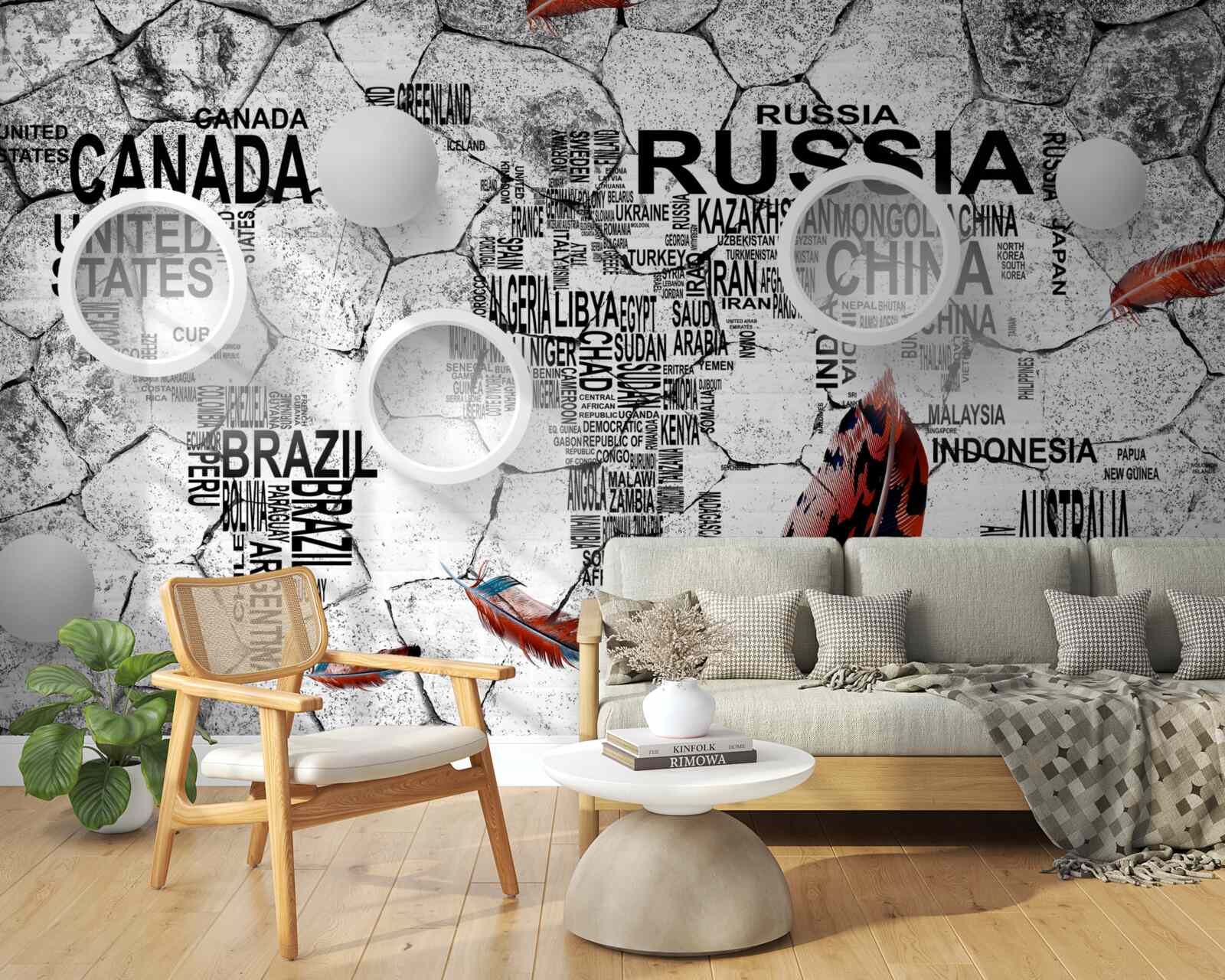 Fotobehang pennen en landnamen