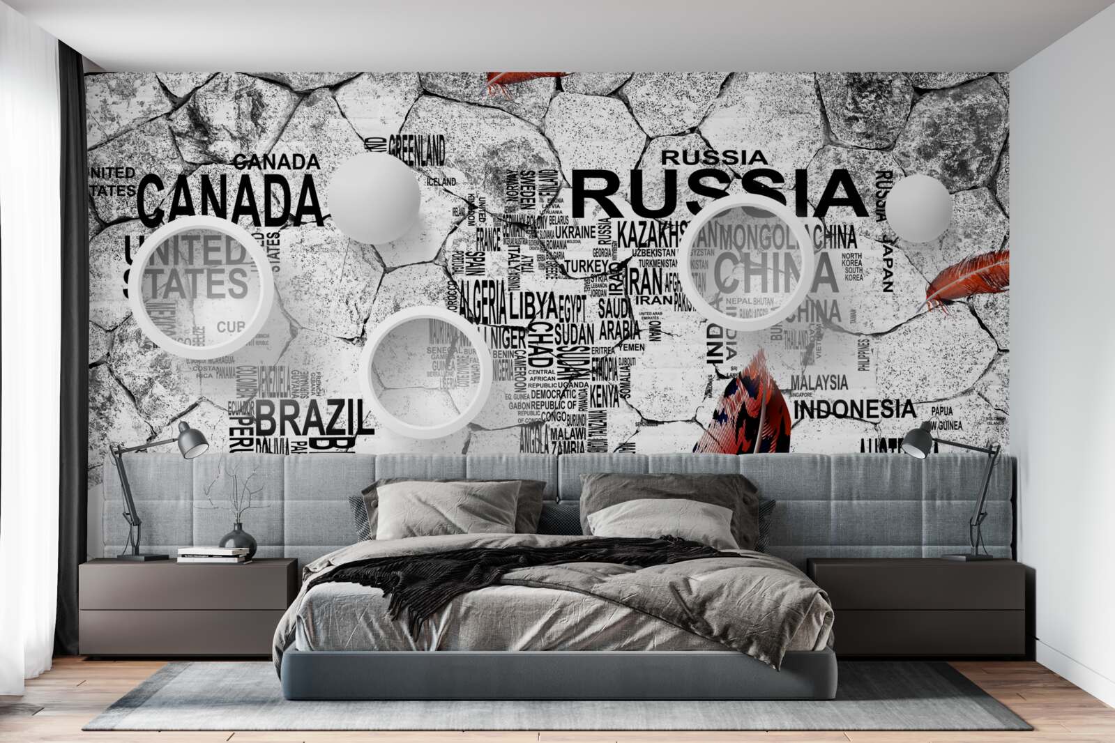 Fotobehang pennen en landnamen