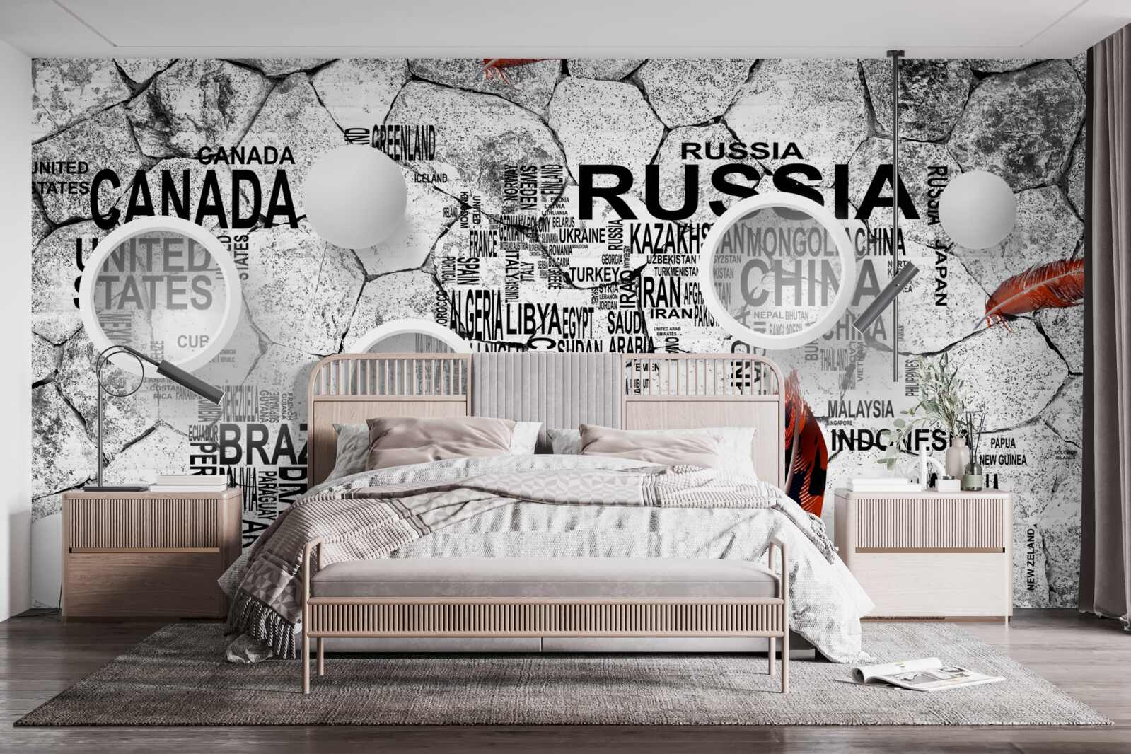 Fotobehang pennen en landnamen