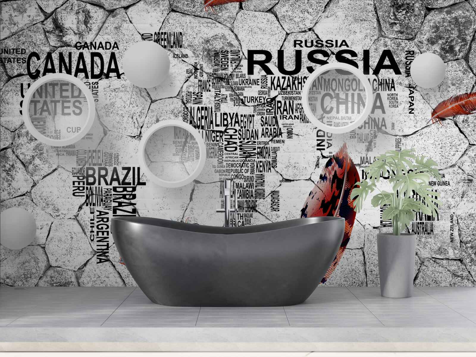 Fotobehang pennen en landnamen