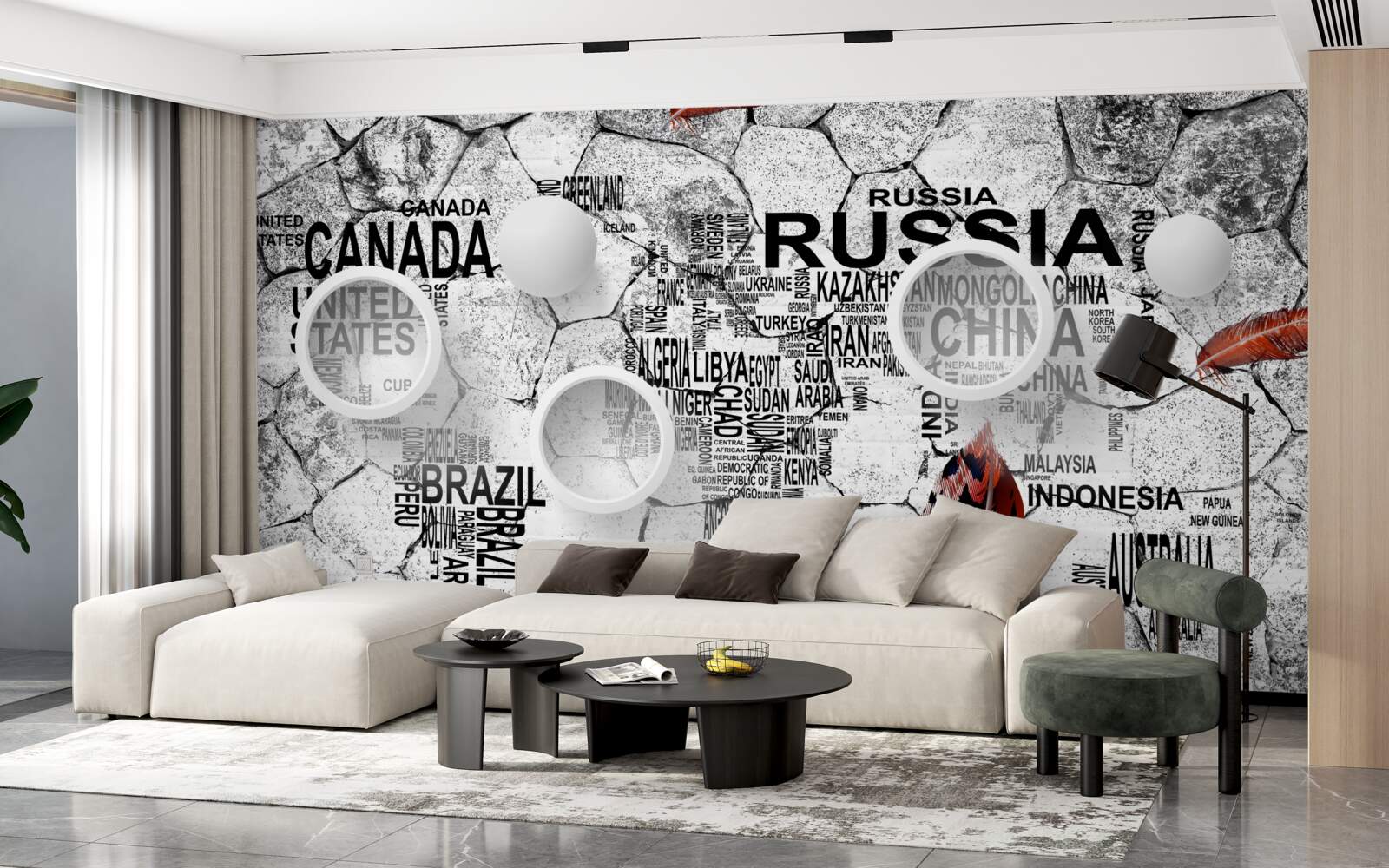 Fotobehang pennen en landnamen