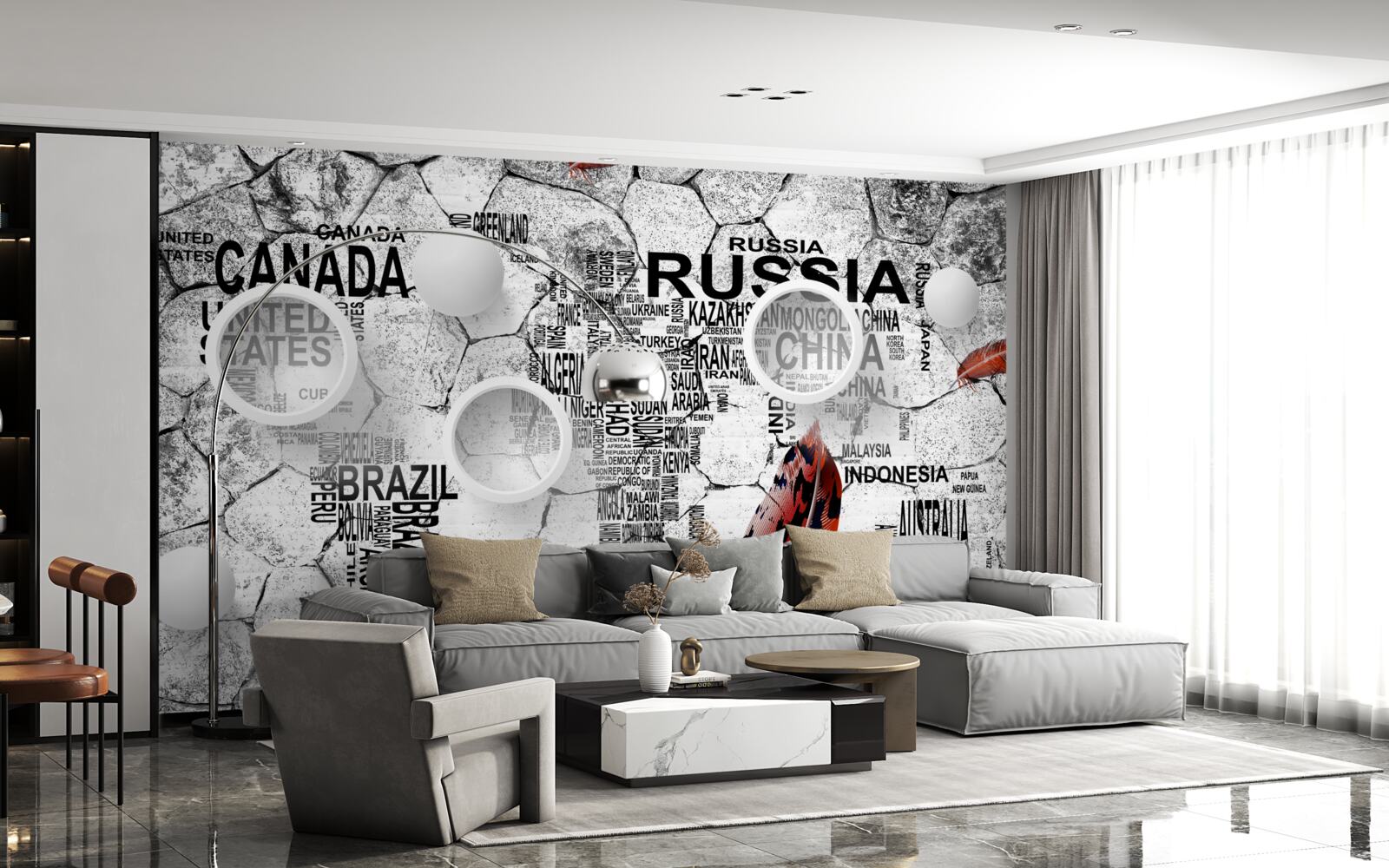 Fotobehang pennen en landnamen