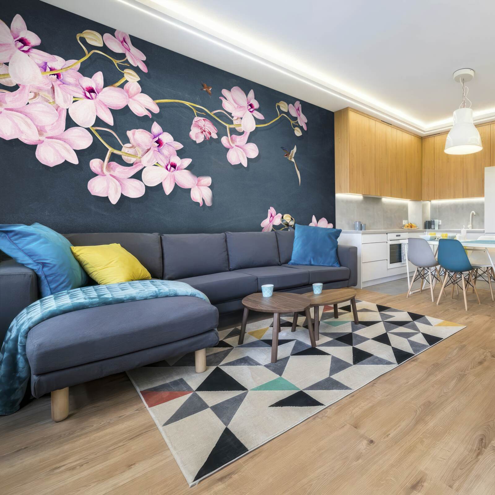 Fotobehang orchideeën in een delicate lila tint