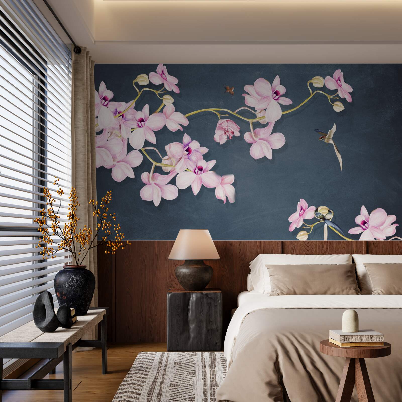 Fotobehang orchideeën in een delicate lila tint