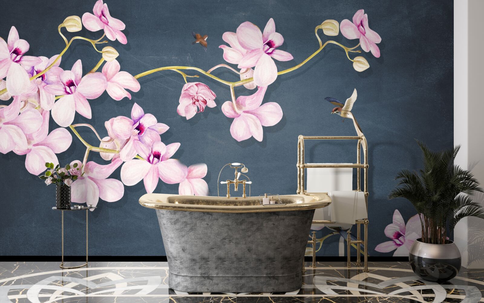 Fotobehang orchideeën in een delicate lila tint